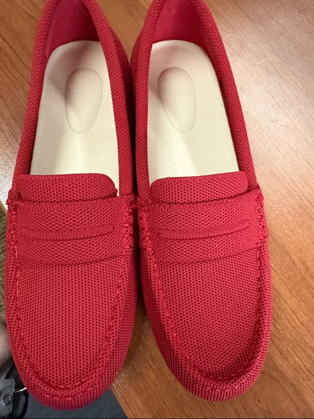 Red Knit Penny Loafers for Women — Comfortable Everyday Flats